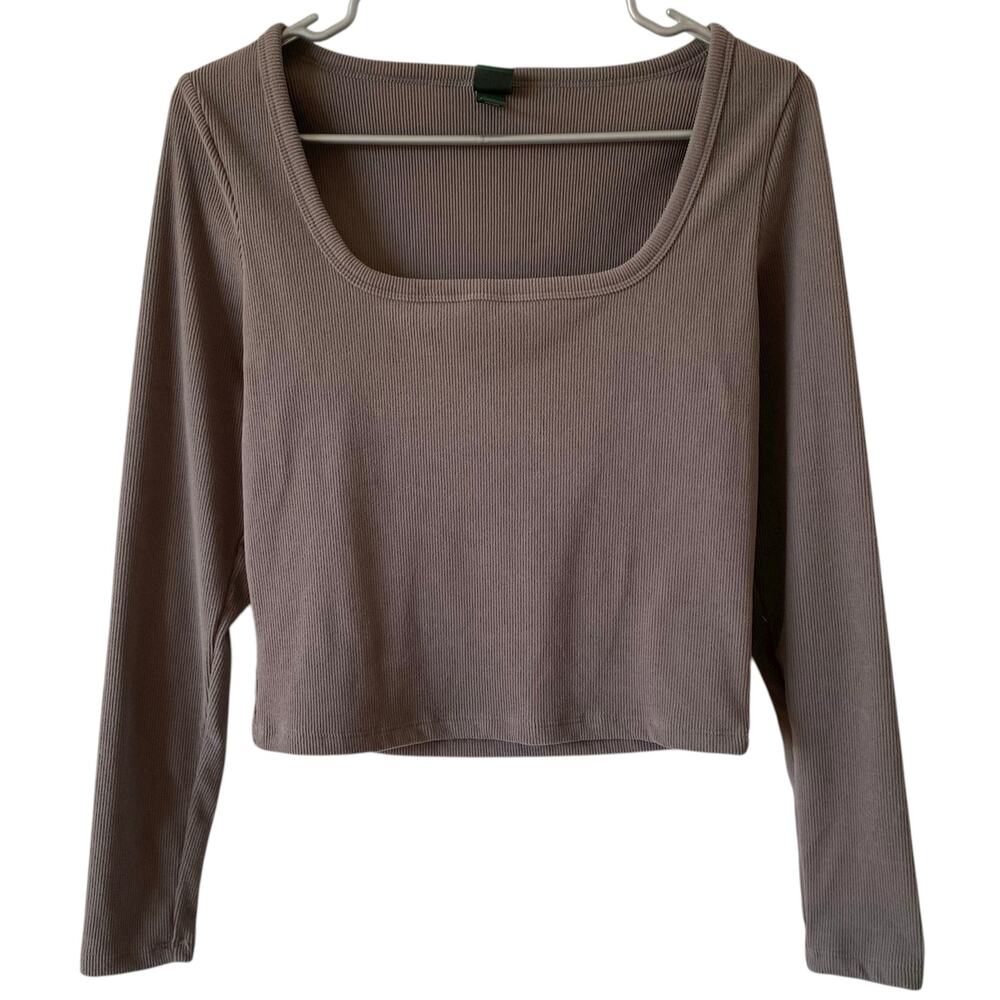 WILD FABLE NWOT Soft Corduroy Velvet Square Neck Crop Top Brown Size Medium